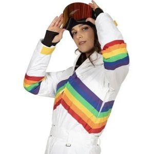 New Tipsy Elves Sunrise Shredder Snow Suit Size M Rainbow